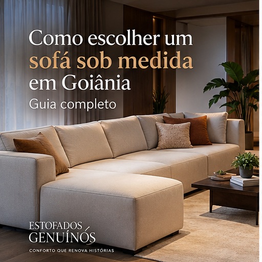 Sofá sob medida em L em sala de apartamento de alto padrão no Jardim Goiás, Goiânia